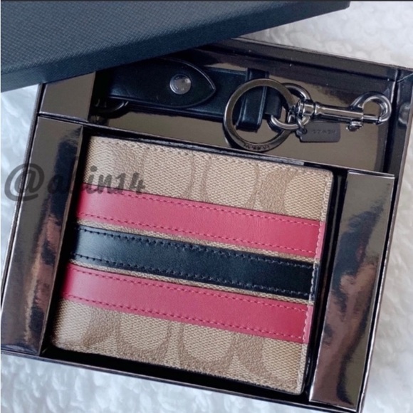 New Coach ID Billfold Wallet in Signature Leather Canvas with Key Fob Gift Box - Picture 6 of 8